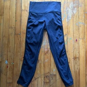 Lululemon navy High-Waisted Leggings witb side sheer stripe
